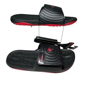 NEW! AND1 Men's Athletic Adjustable Strap Slides Sandals Black & Red